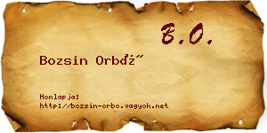 Bozsin Orbó névjegykártya